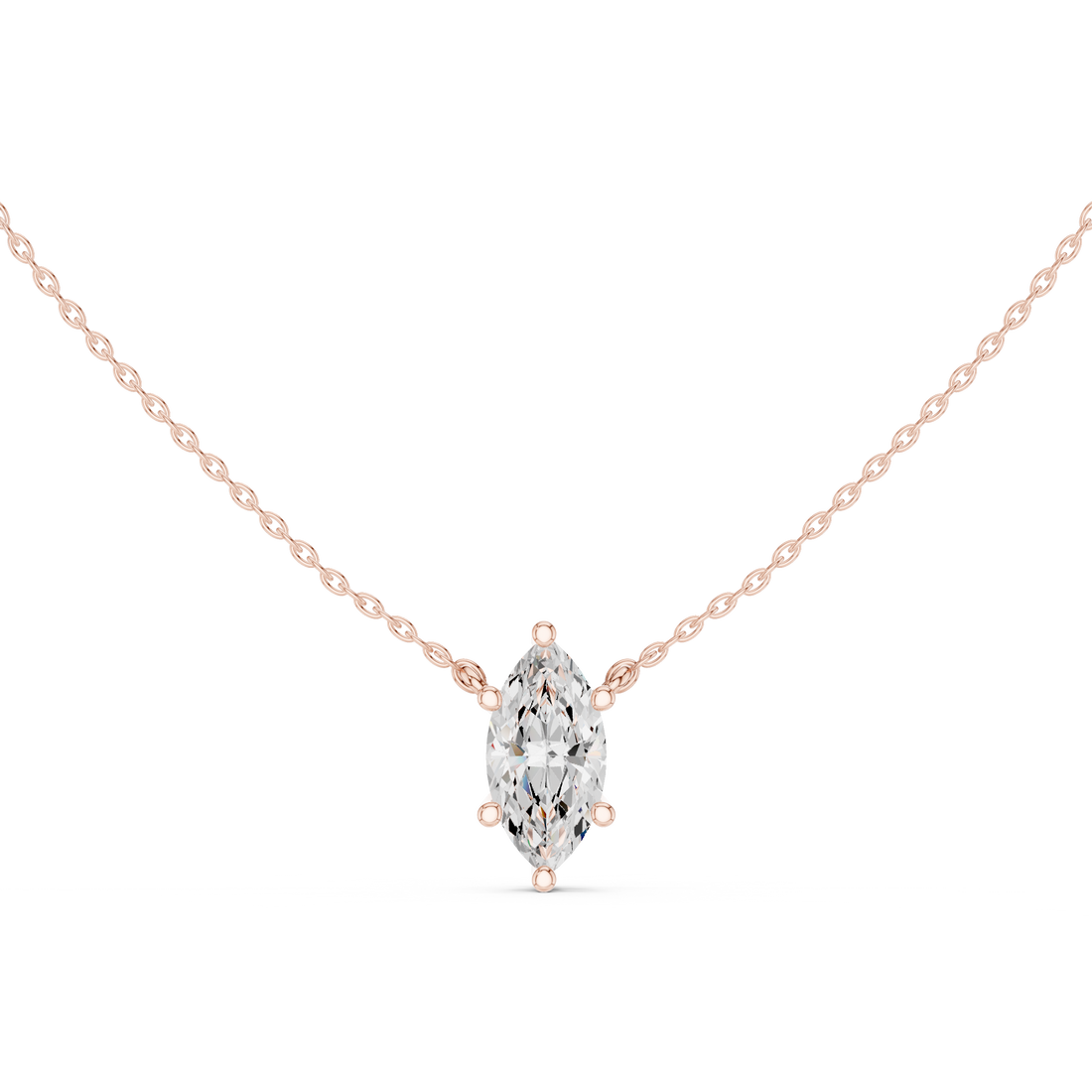 Marquise Cut Diamond Solitaire Pendant Necklace with Elegant Six Prong Setting