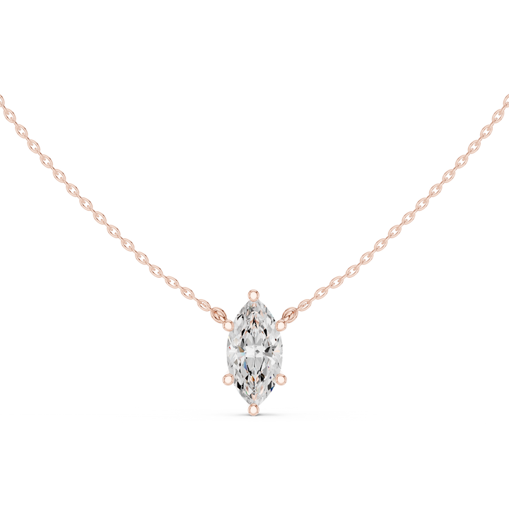 Marquise Cut Diamond Solitaire Pendant Necklace with Elegant Six Prong Setting