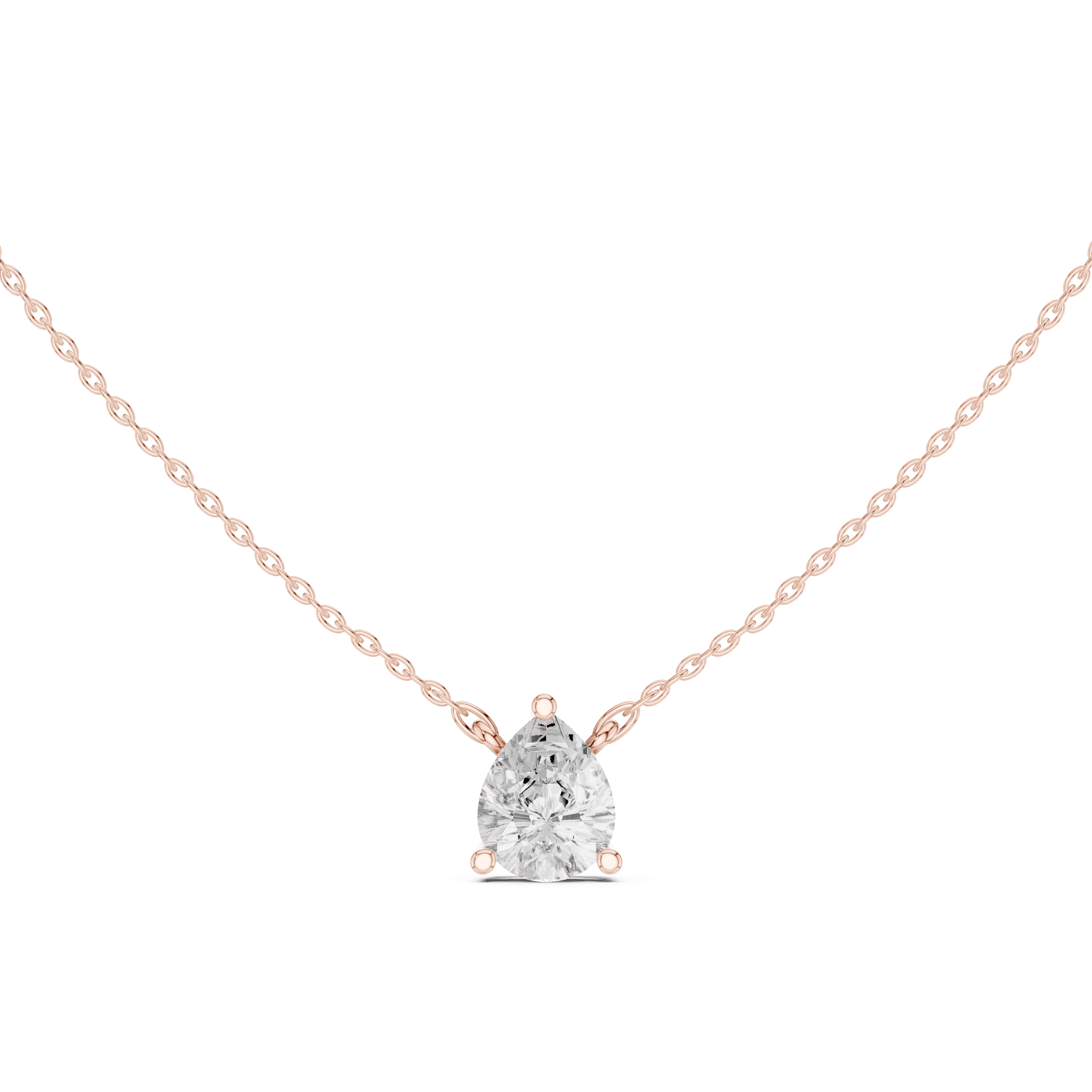 Pear Cut Solitaire Diamond Pendant Necklace with Classic Three-Prong Setting
