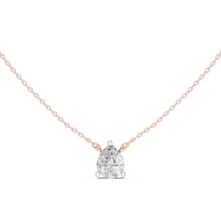 Pear Cut Solitaire Diamond Pendant Necklace with Classic Three-Prong Setting