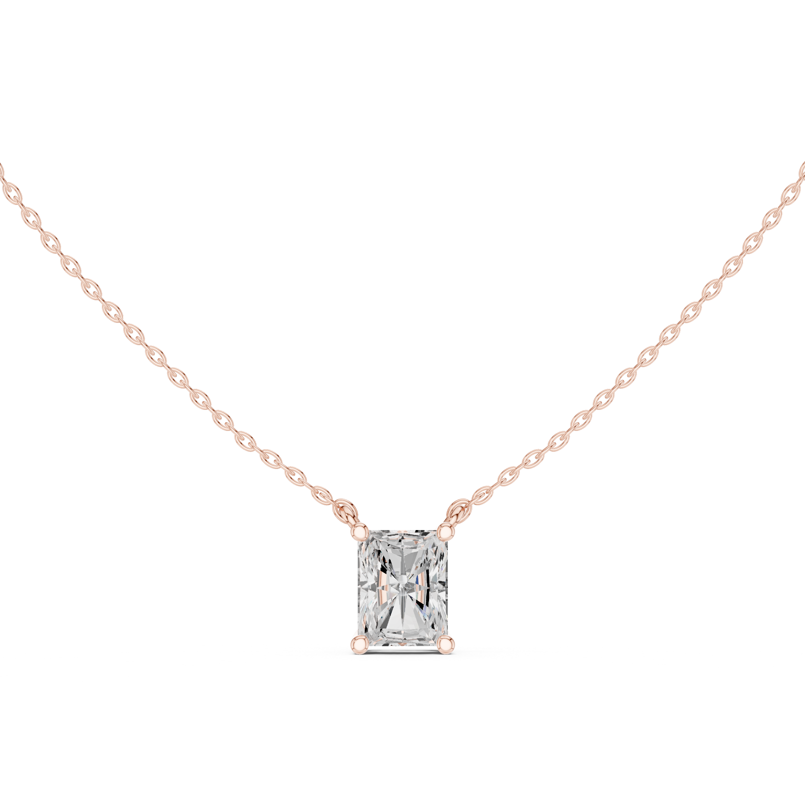 Radiant Cut Diamond Solitaire Pendant Necklace with Classic Four Prong Setting