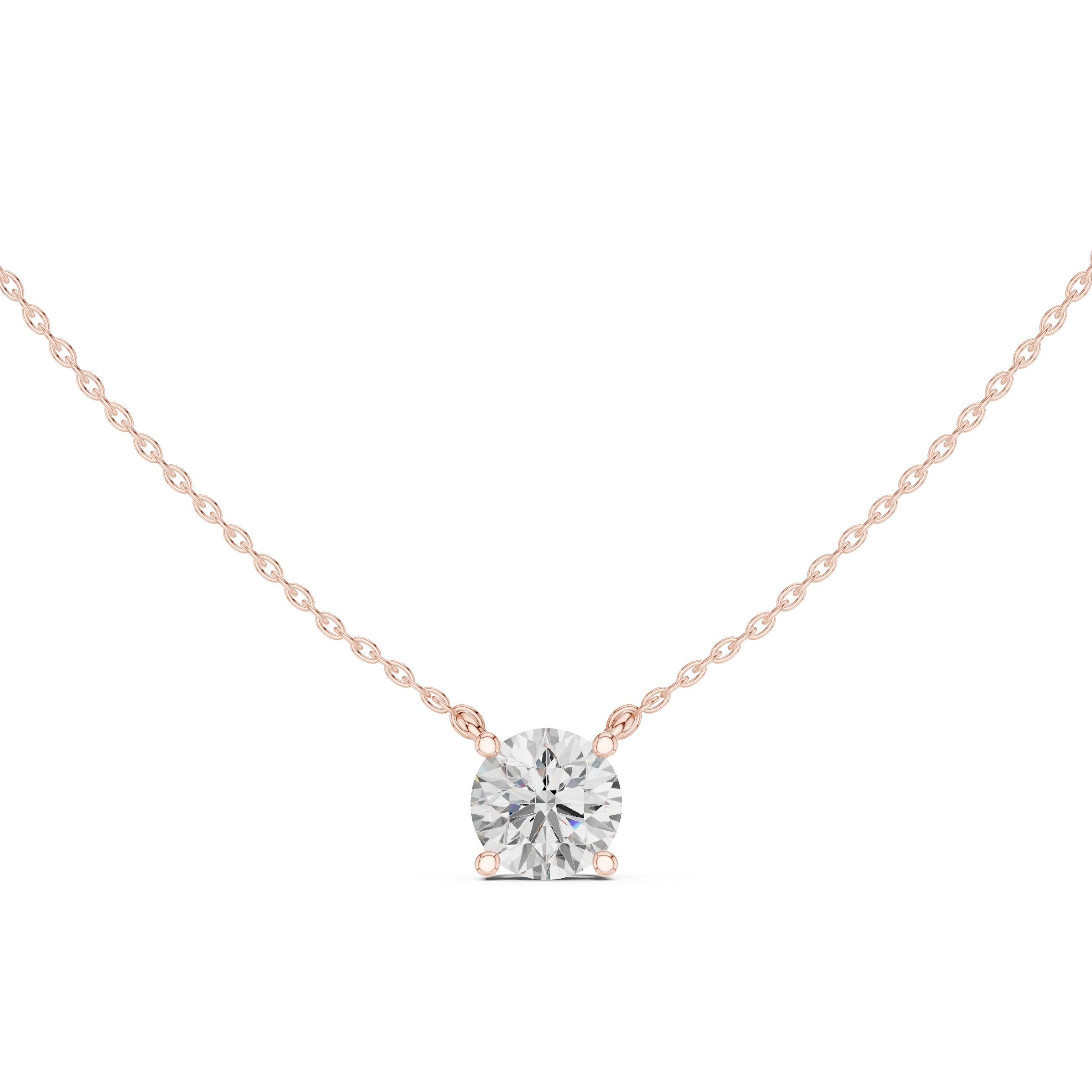 Round Cut Diamond Solitaire Pendant Necklace with Classic Four Prong Setting