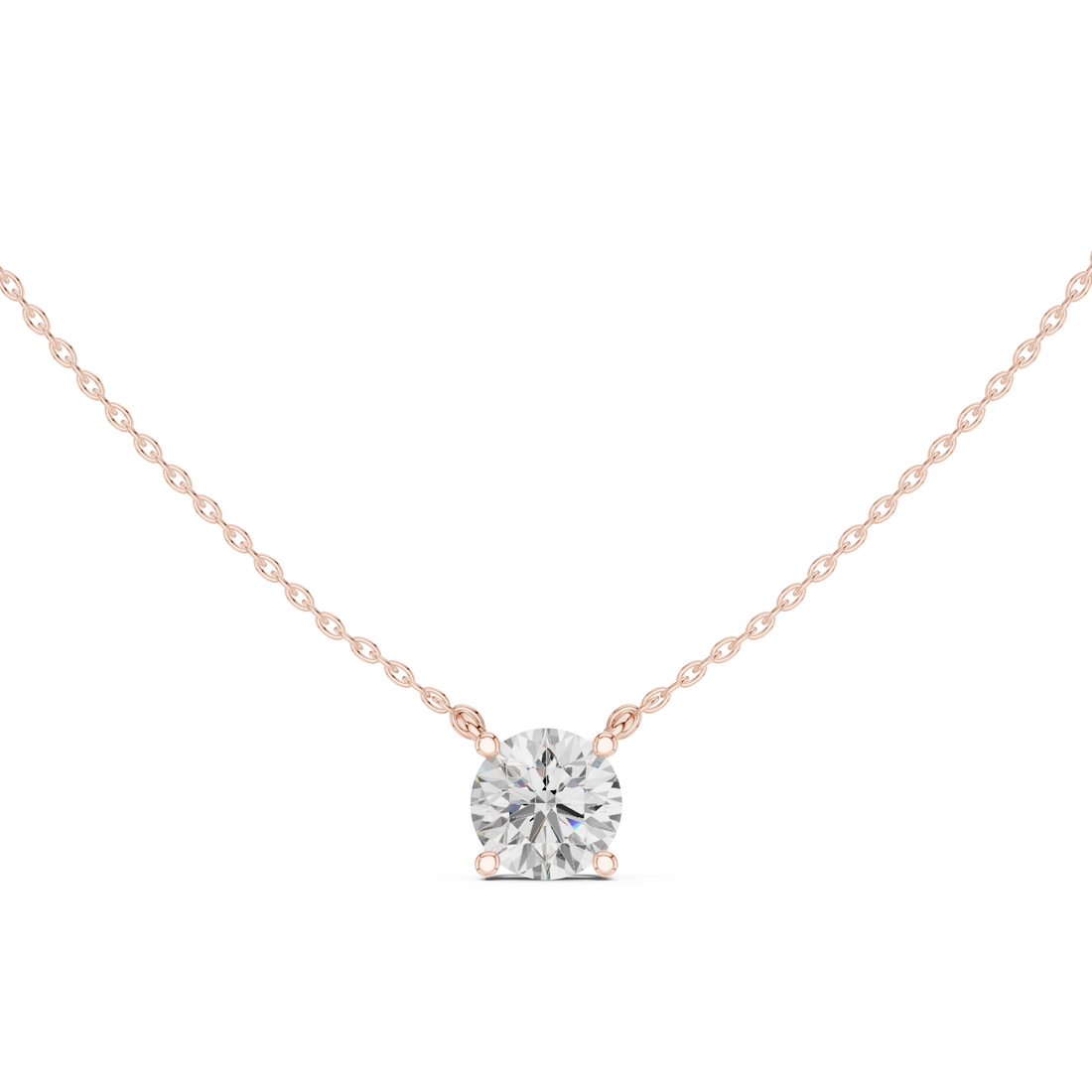 Round Cut Diamond Solitaire Pendant Necklace with Classic Four Prong Setting