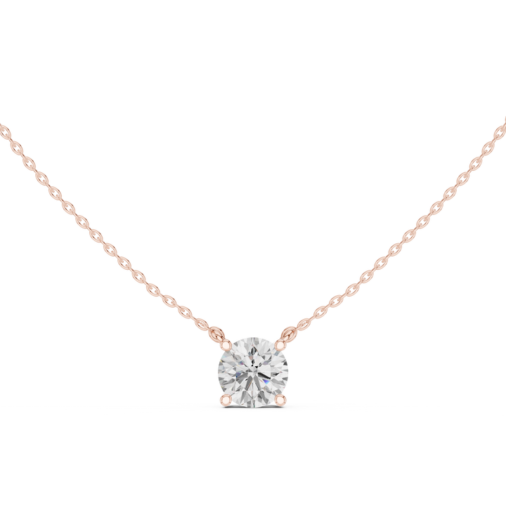 Round Cut Diamond Solitaire Pendant Necklace with Classic Four Prong Setting