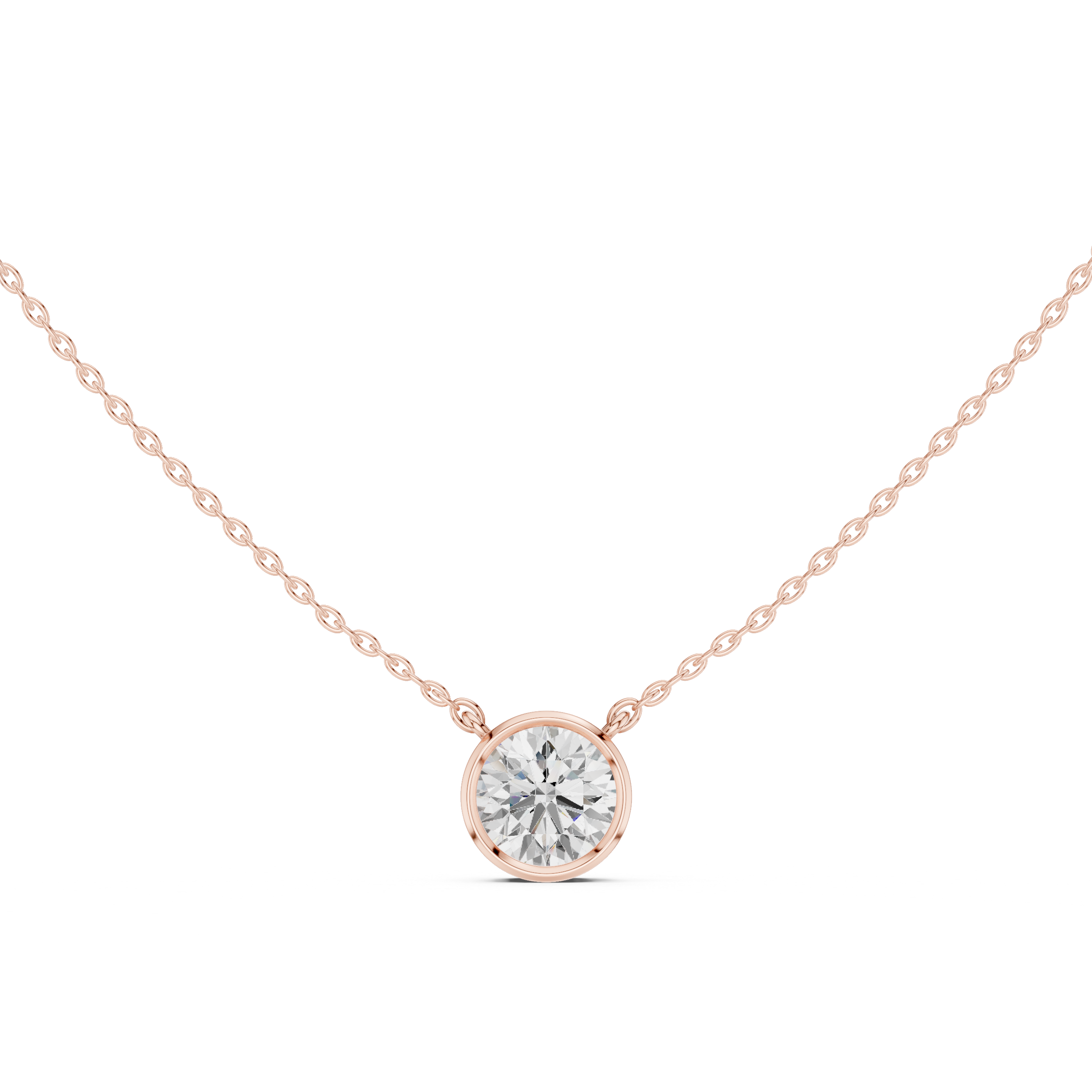 Round Cut Solitaire Diamond Pendant Necklace with Classic Bezel Setting