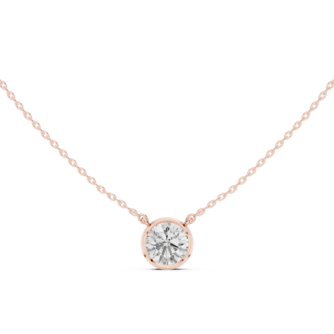 Round Cut Solitaire Diamond Pendant Necklace with Classic Bezel Setting