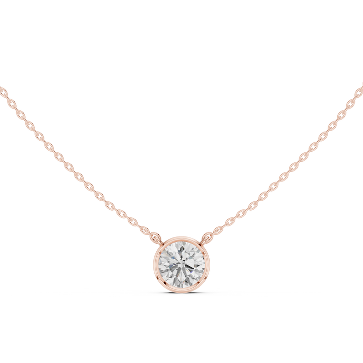 Round Cut Solitaire Diamond Pendant Necklace with Classic Bezel Setting