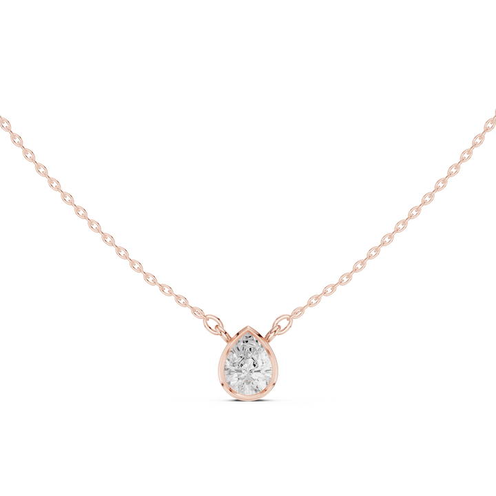 Pear Cut Diamond Bezel Solitaire Pendant Necklace Elegant Teardrop Design