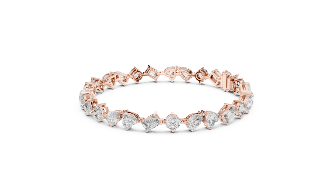 Mixed Cut Diamond Station Tennis Chain Bracelet in Collet Setting