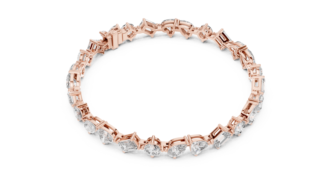 Mixed Cut Diamond Station Tennis Chain Bracelet in Collet Setting