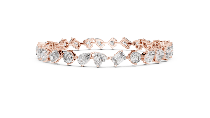 Mixed Cut Diamond Station Tennis Chain Bracelet in Collet Setting