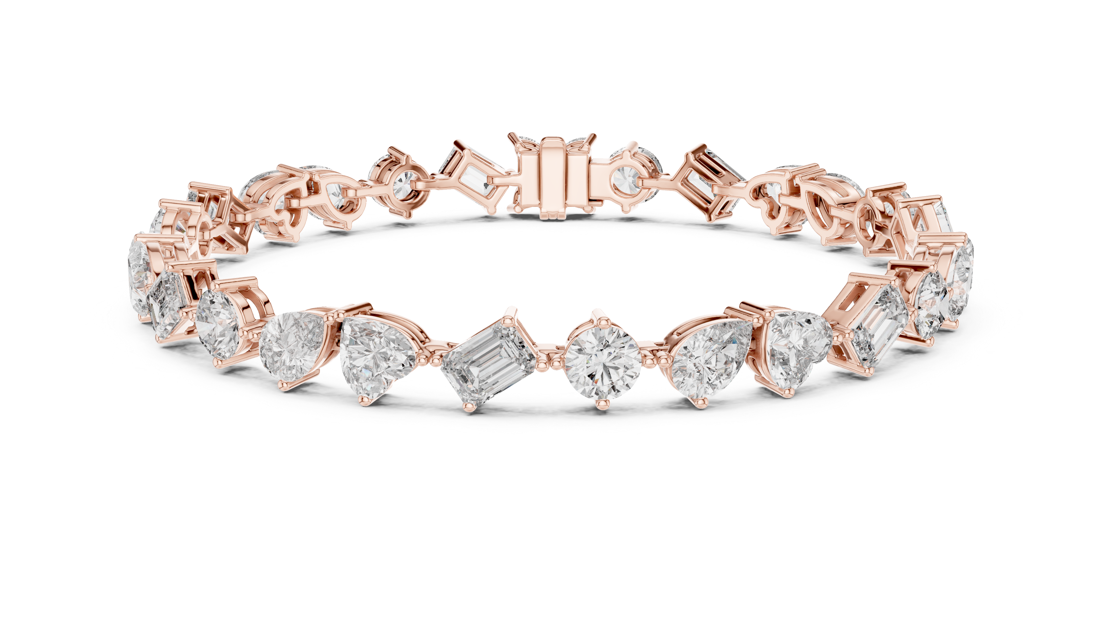 Mixed Cut Diamond Station Tennis Chain Bracelet in Collet Setting