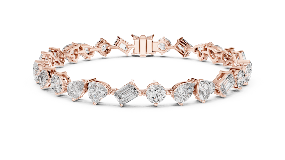 Mixed Cut Diamond Station Tennis Chain Bracelet in Collet Setting