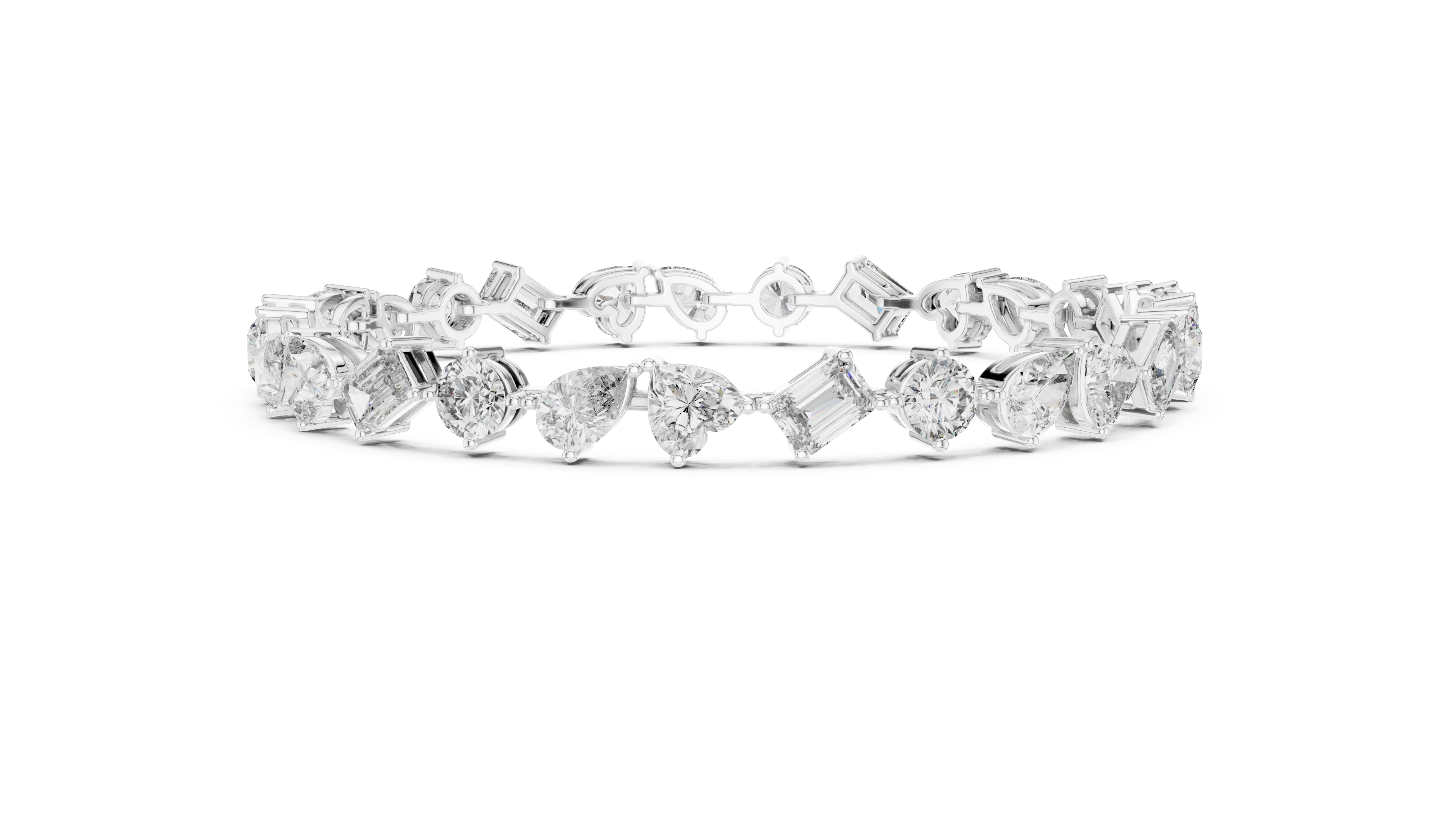 Mixed Cut Diamond Station Tennis Chain Bracelet in Collet Setting