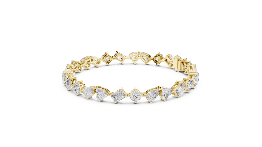 Mixed Cut Diamond Station Tennis Chain Bracelet in Collet Setting