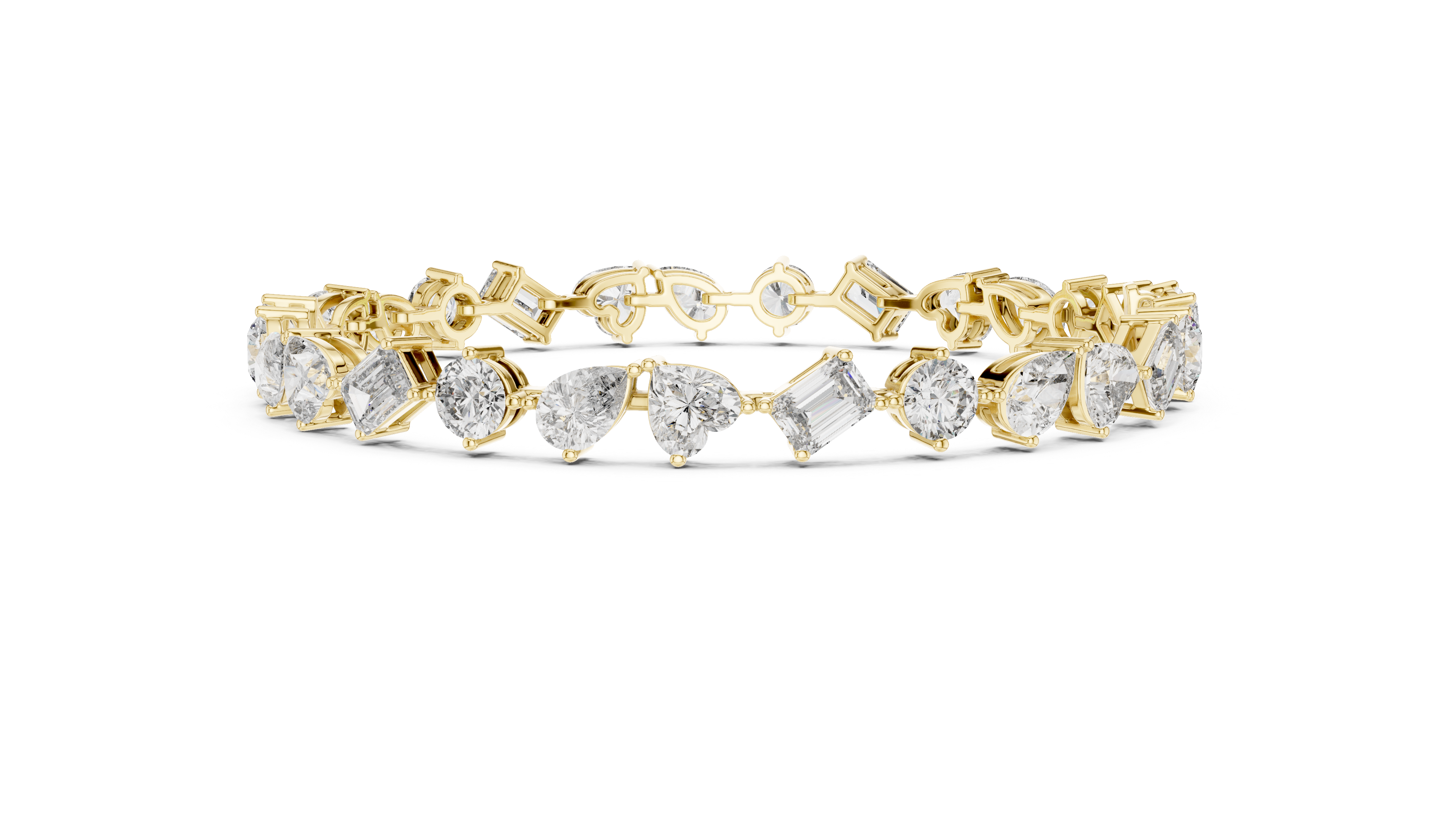 Mixed Cut Diamond Station Tennis Chain Bracelet in Collet Setting