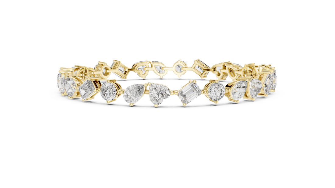 Mixed Cut Diamond Station Tennis Chain Bracelet in Collet Setting