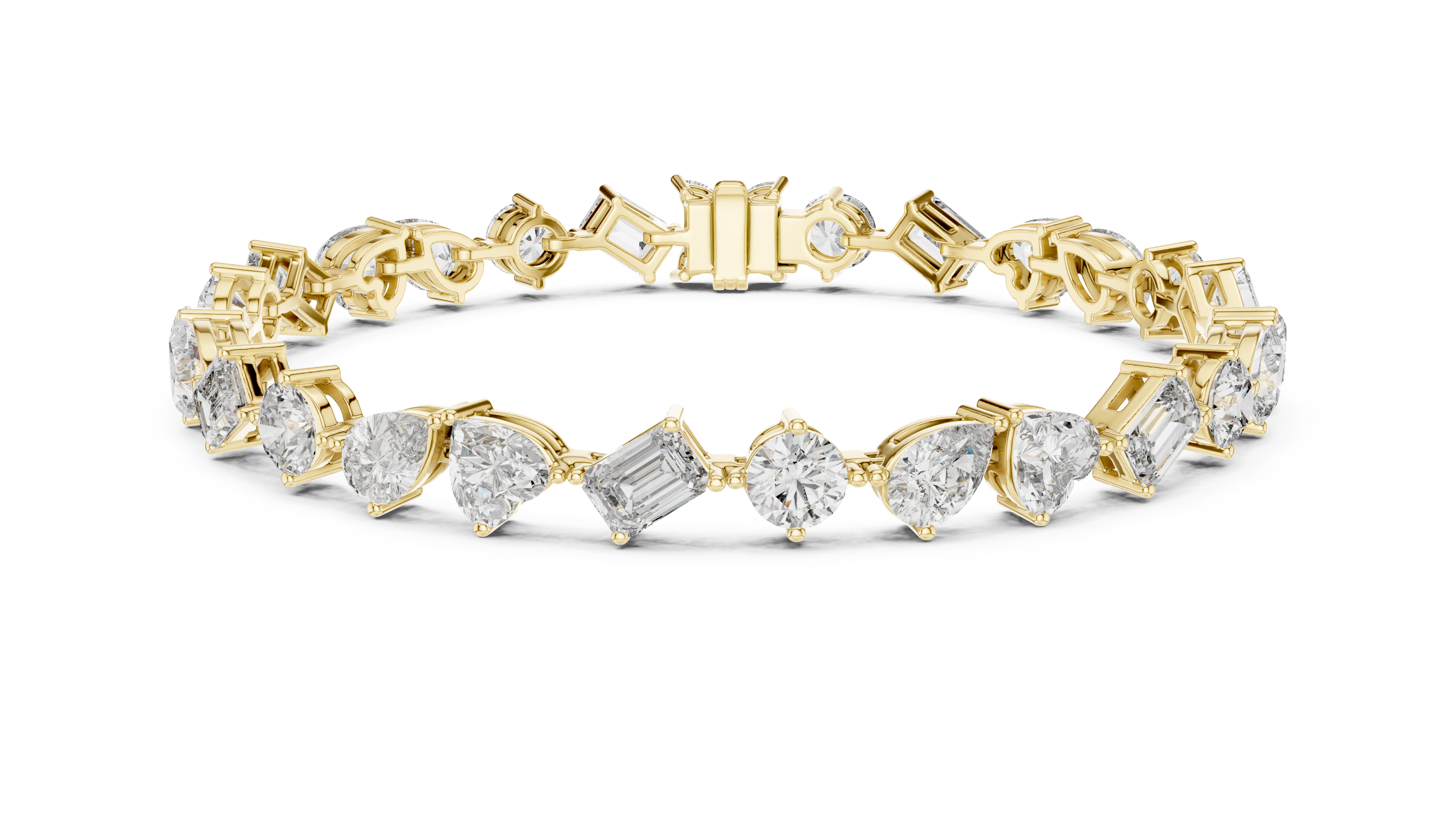 Mixed Cut Diamond Station Tennis Chain Bracelet in Collet Setting