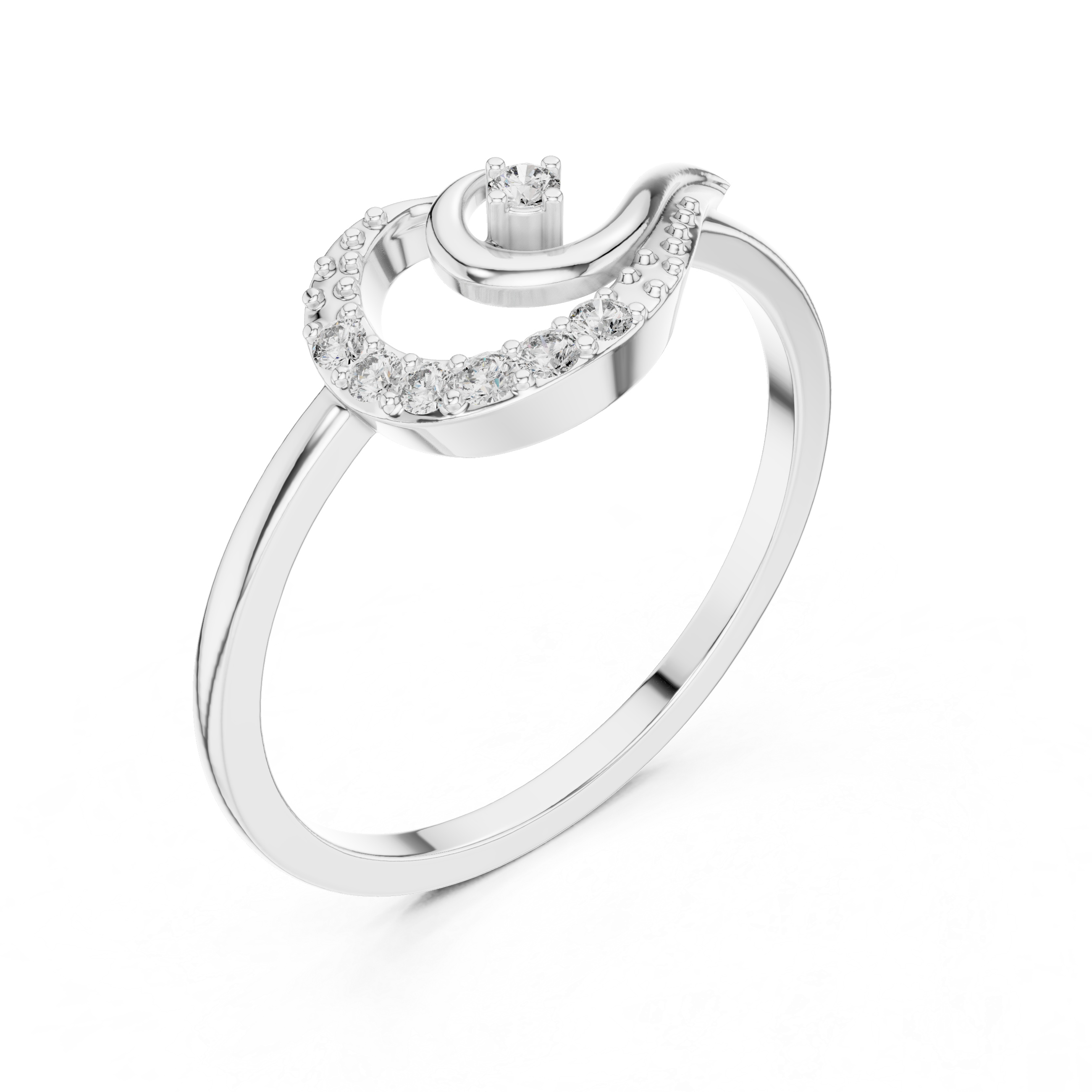Oval engagement ring with polished smooth band.