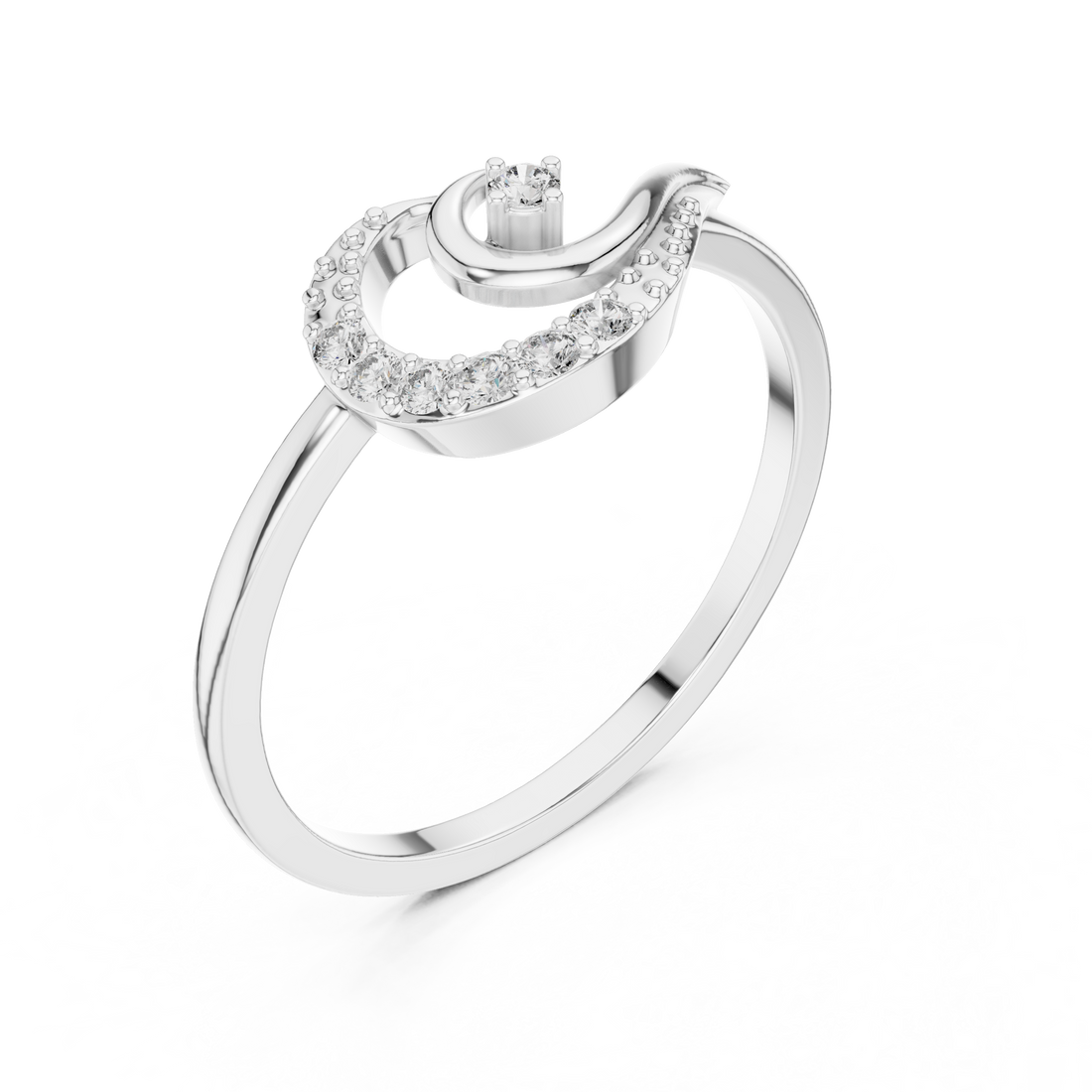 Oval engagement ring with polished smooth band.