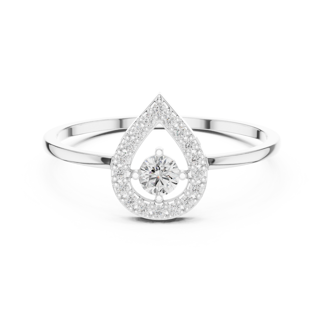 Diamond gemstone ring with polished gold band.