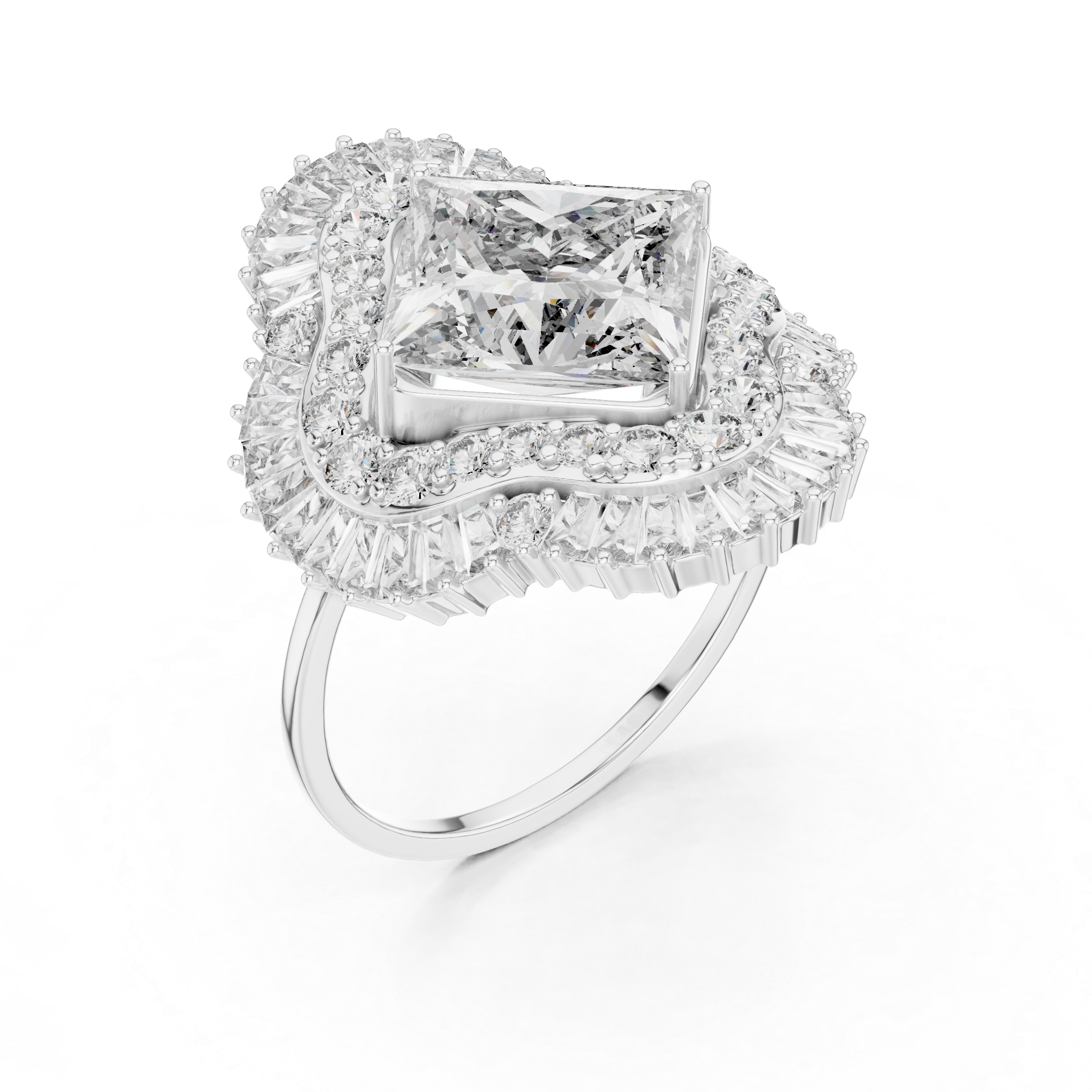 Elegant lab-grown diamond solitaire ring in polished white gold finish.