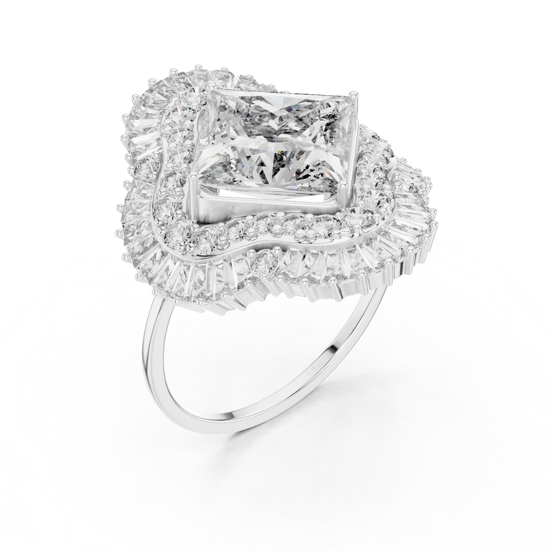 Elegant lab-grown diamond solitaire ring in polished white gold finish.