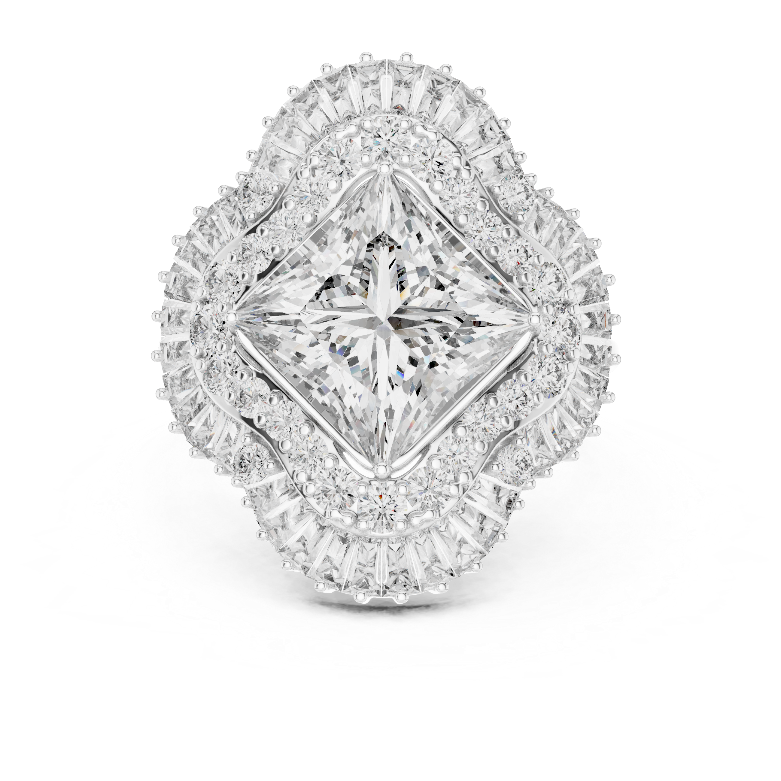 Modern princess-cut engagement ring in smooth yellow gold band.
