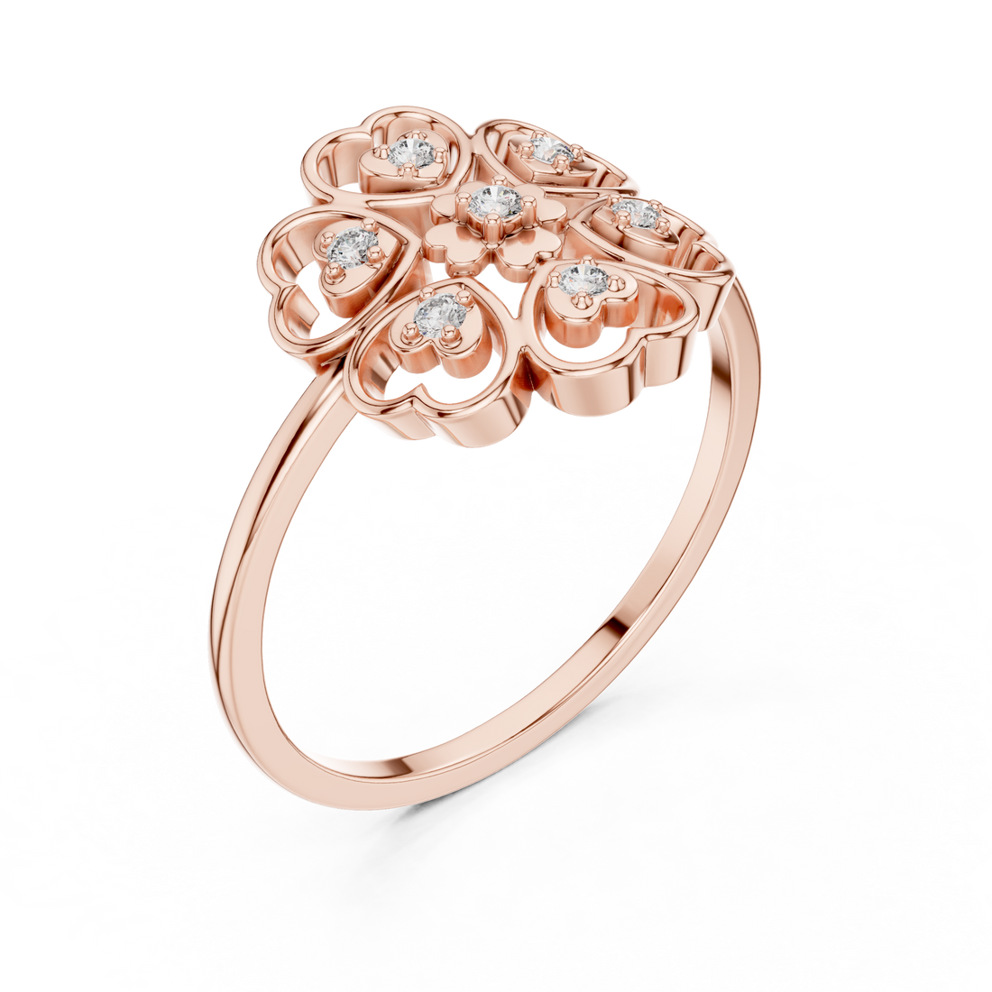 Halo cocktail ring with bright diamond frame.