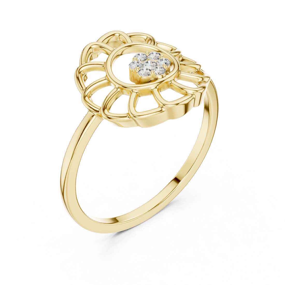 Floral carved toe ring with decorative finish.