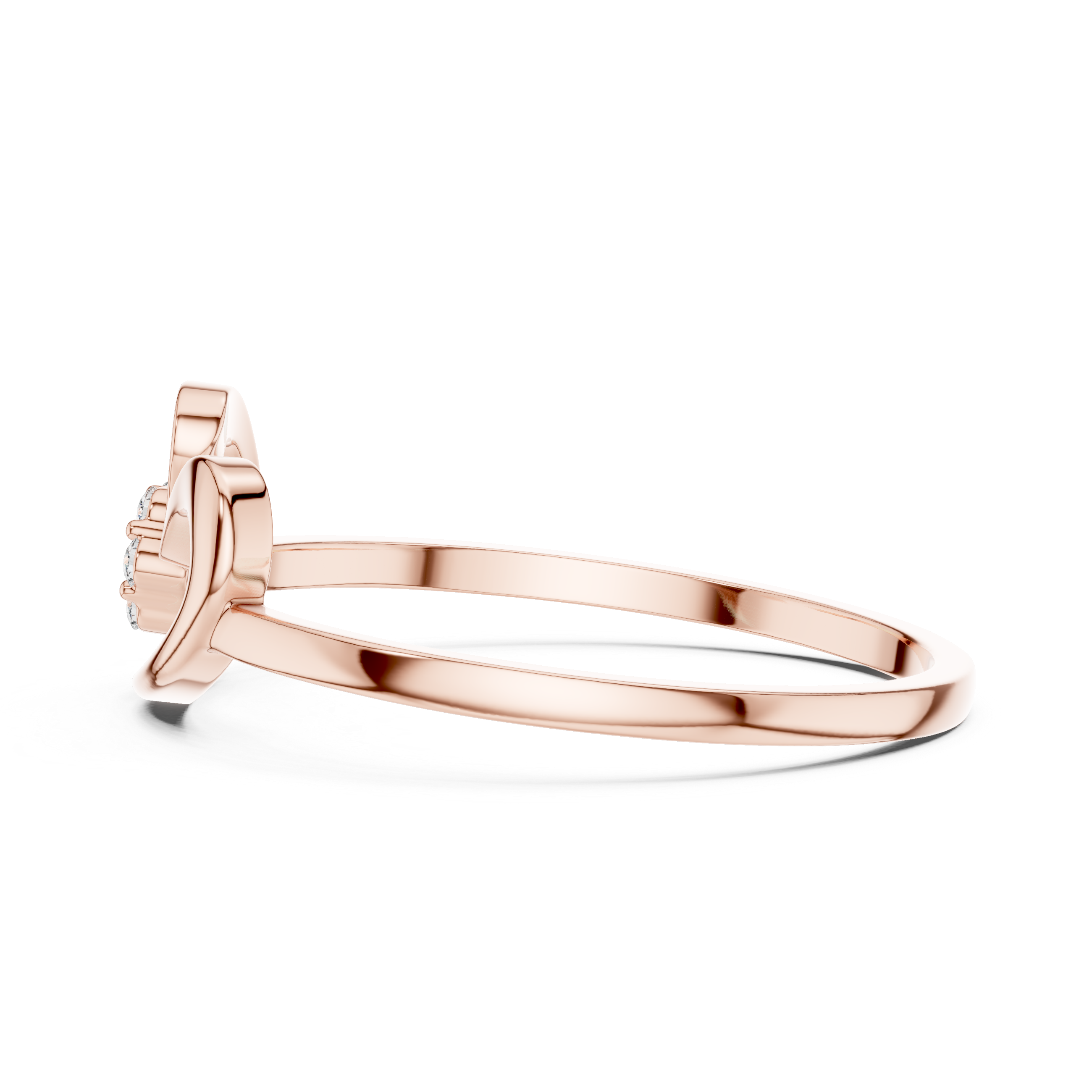Vintage halo ring with decorative side design.