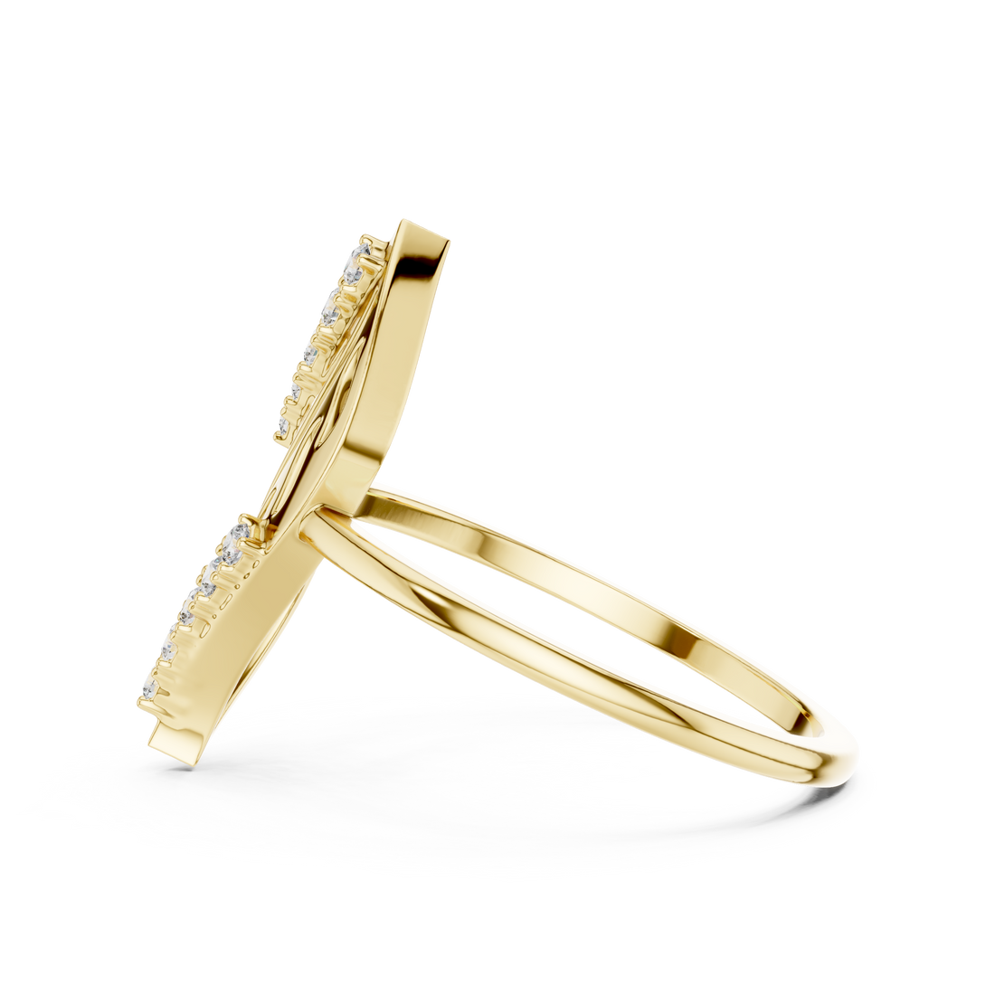 Vintage-style diamond ring with engraved gold details.