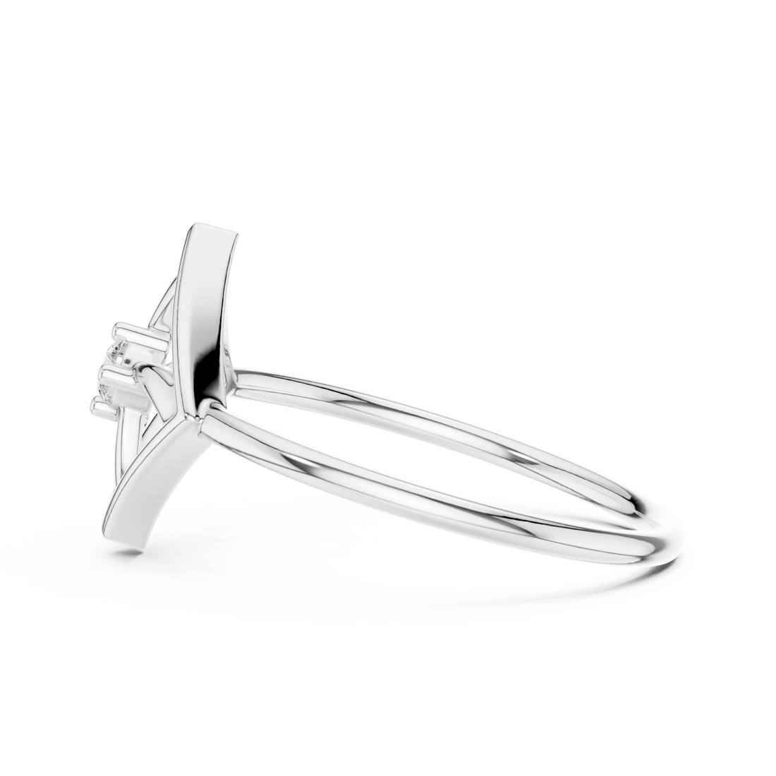 Elegant nose pin with small diamond centerpiece.