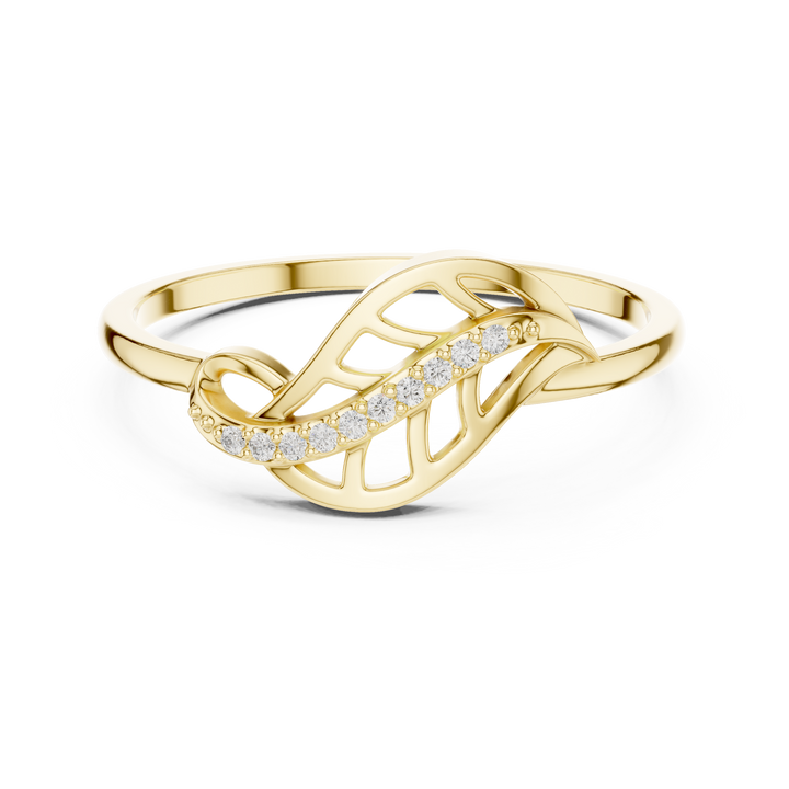 Leaf brooch with smooth polished gold finish.