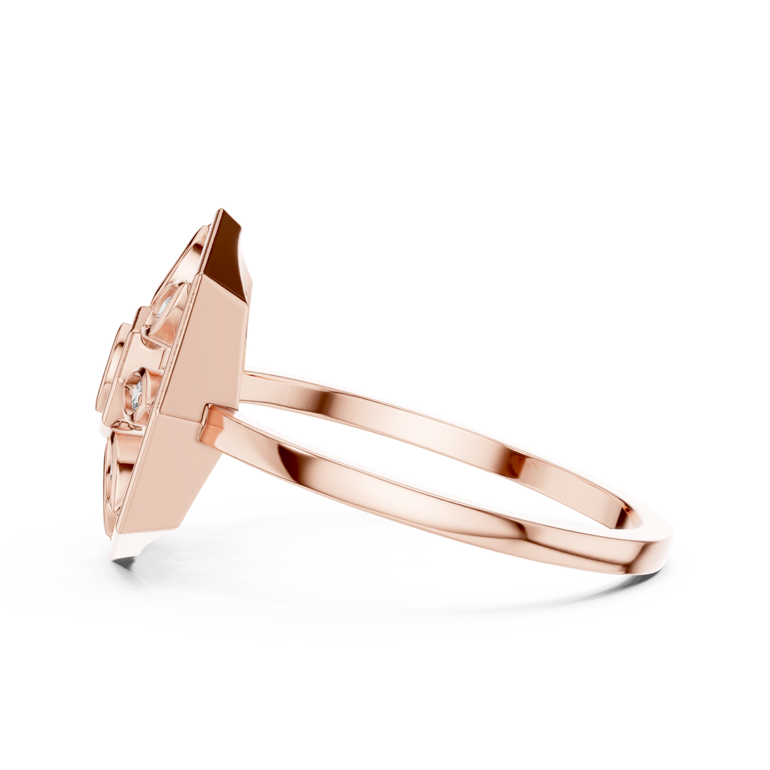 Lab Grown Diamond Hexagon Floral Ring