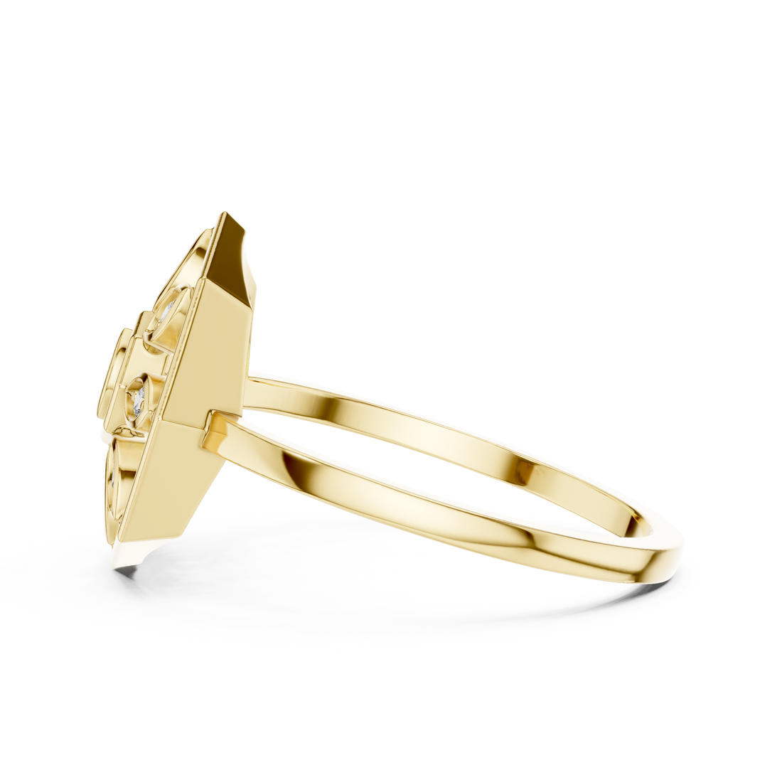 Lab Grown Diamond Hexagon Floral Ring