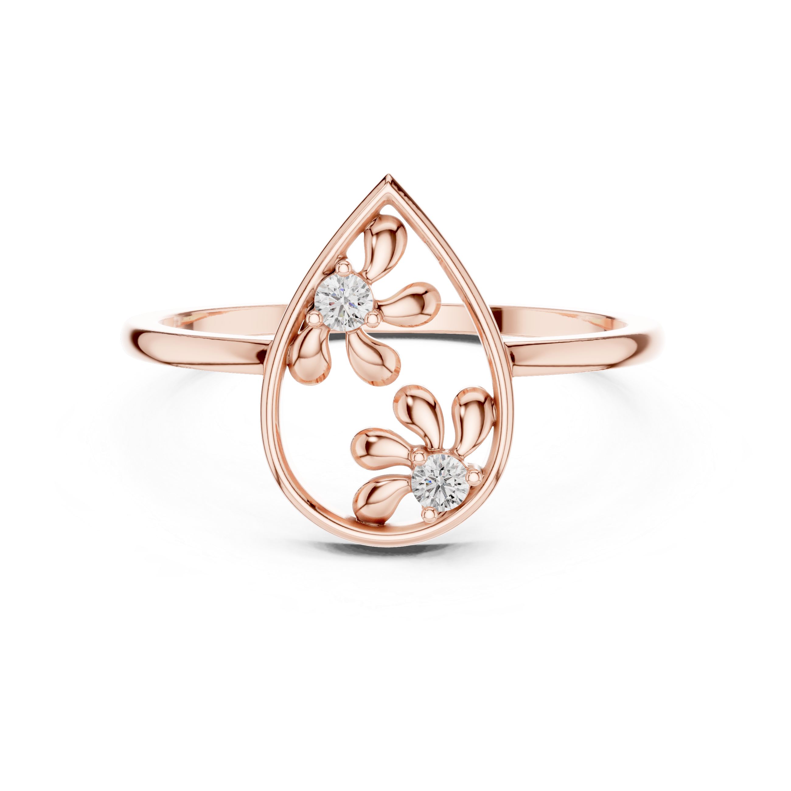 Lab Grown Diamond Teardrop Floral Ring