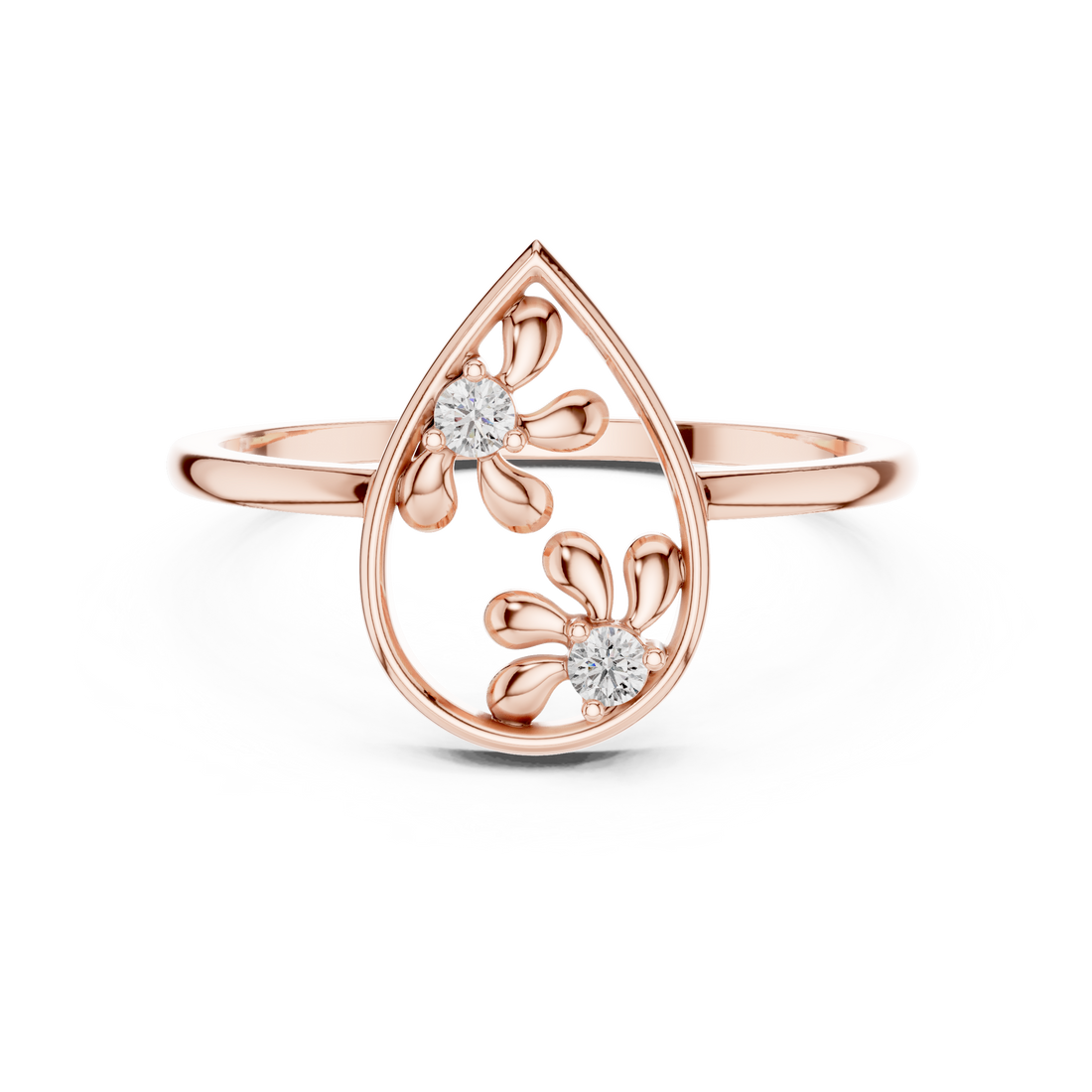 Lab Grown Diamond Teardrop Floral Ring