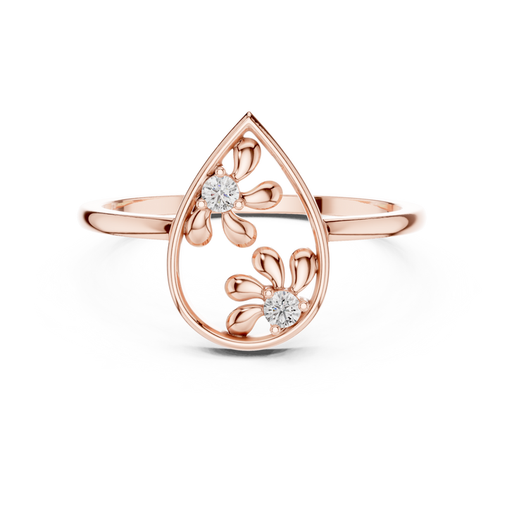 Lab Grown Diamond Teardrop Floral Ring