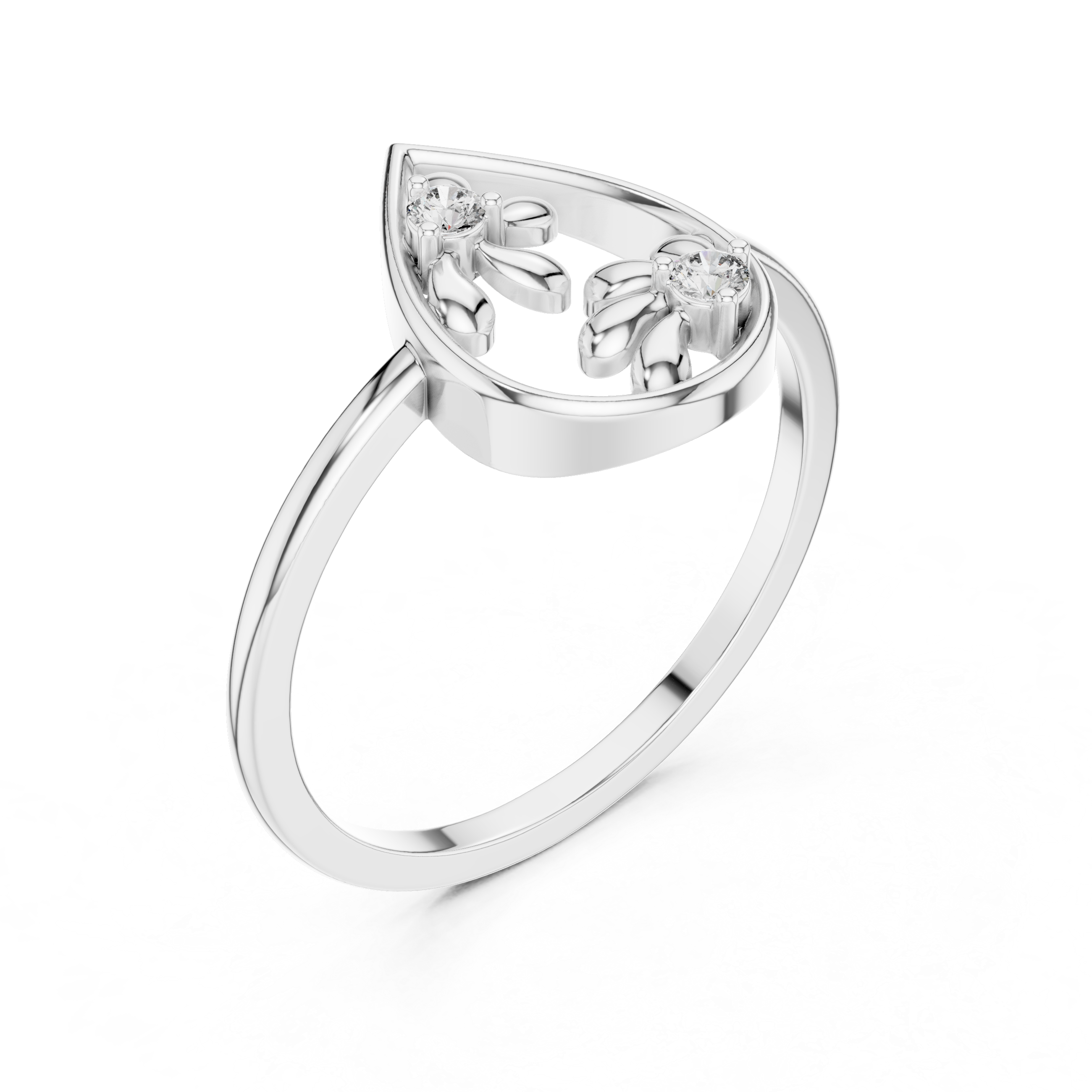 Lab Grown Diamond Teardrop Floral Ring