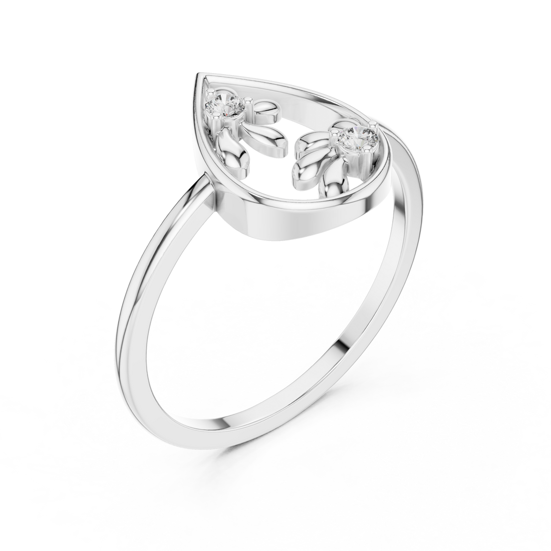 Lab Grown Diamond Teardrop Floral Ring