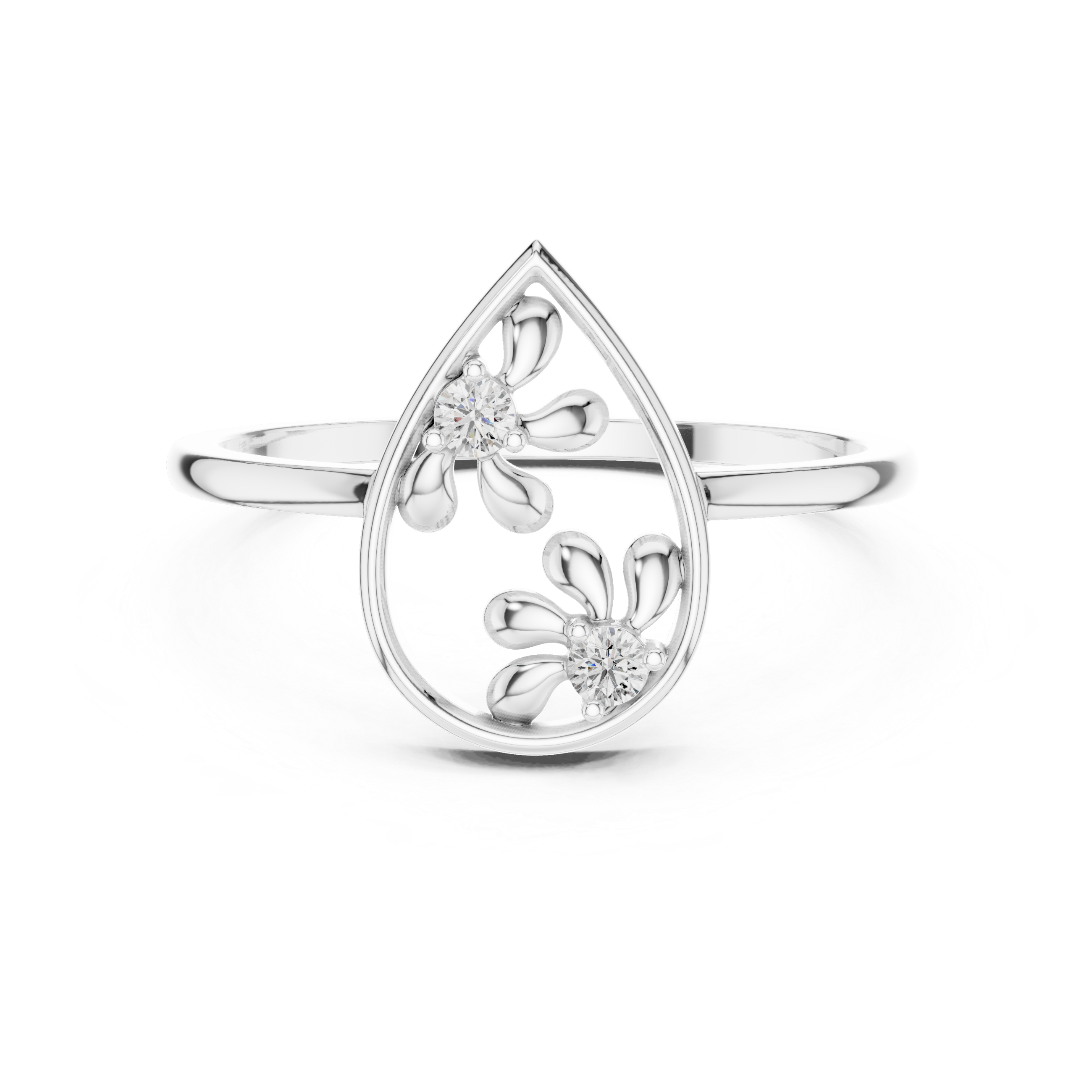 Lab Grown Diamond Teardrop Floral Ring