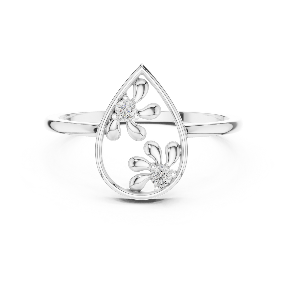 Lab Grown Diamond Teardrop Floral Ring