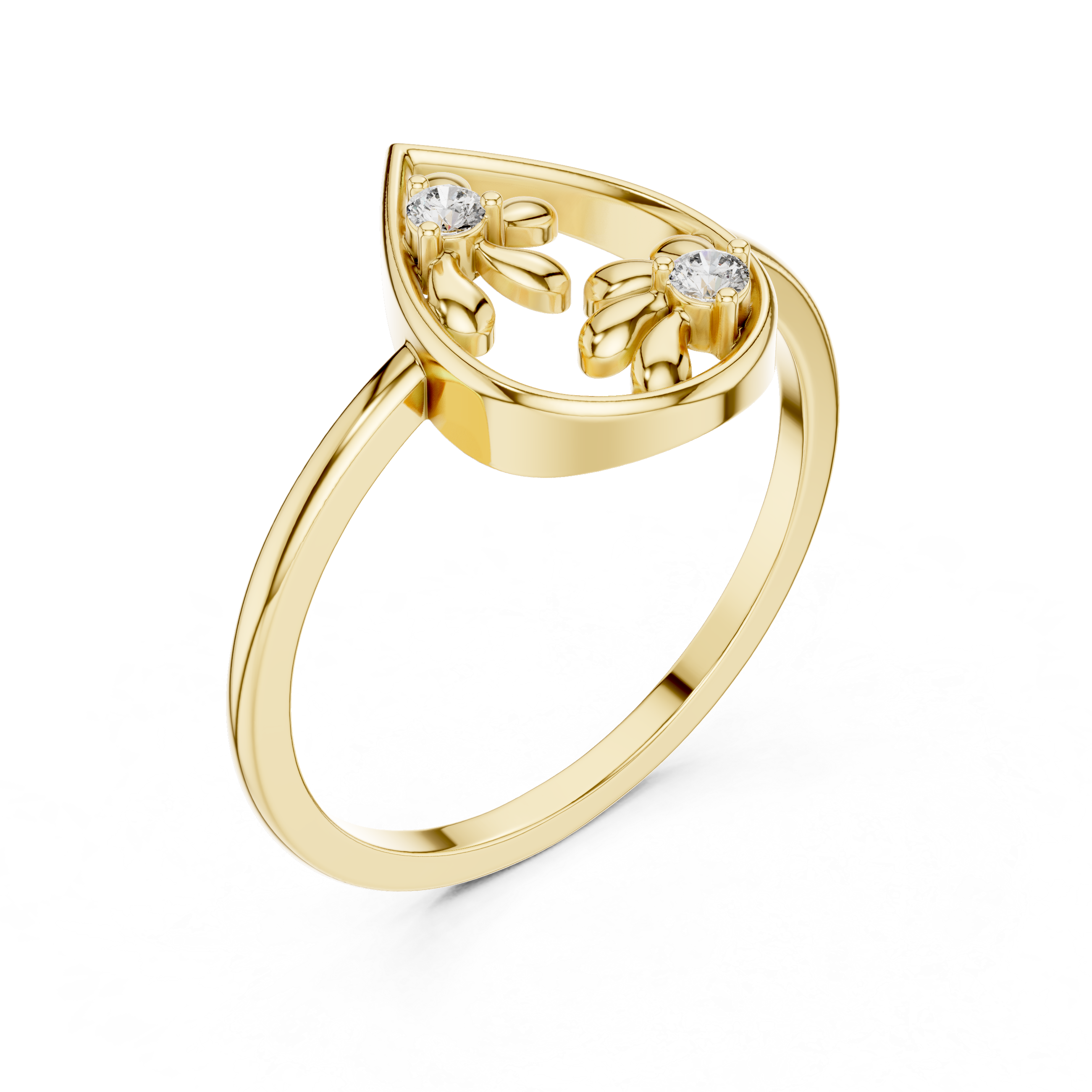 Lab Grown Diamond Teardrop Floral Ring