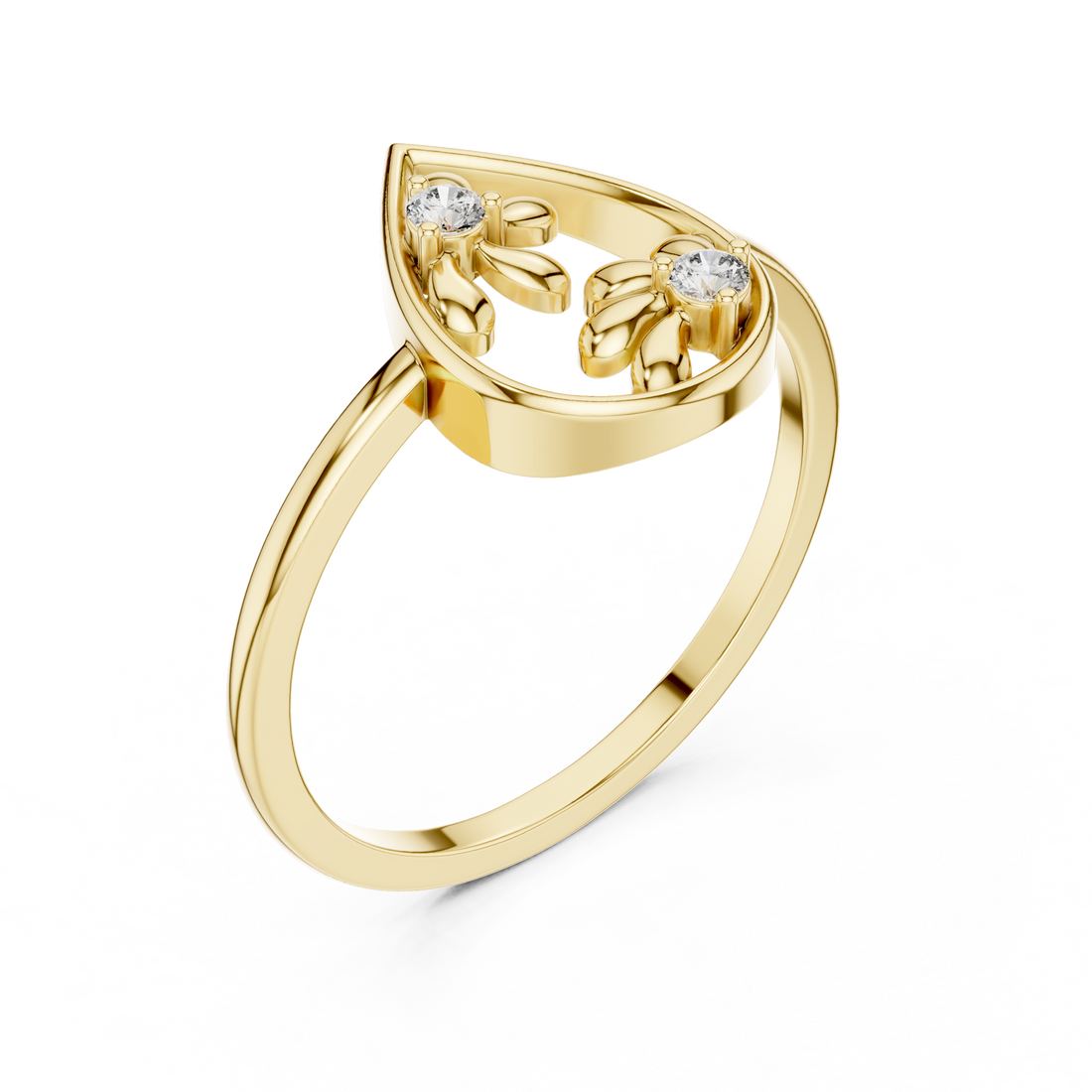 Lab Grown Diamond Teardrop Floral Ring
