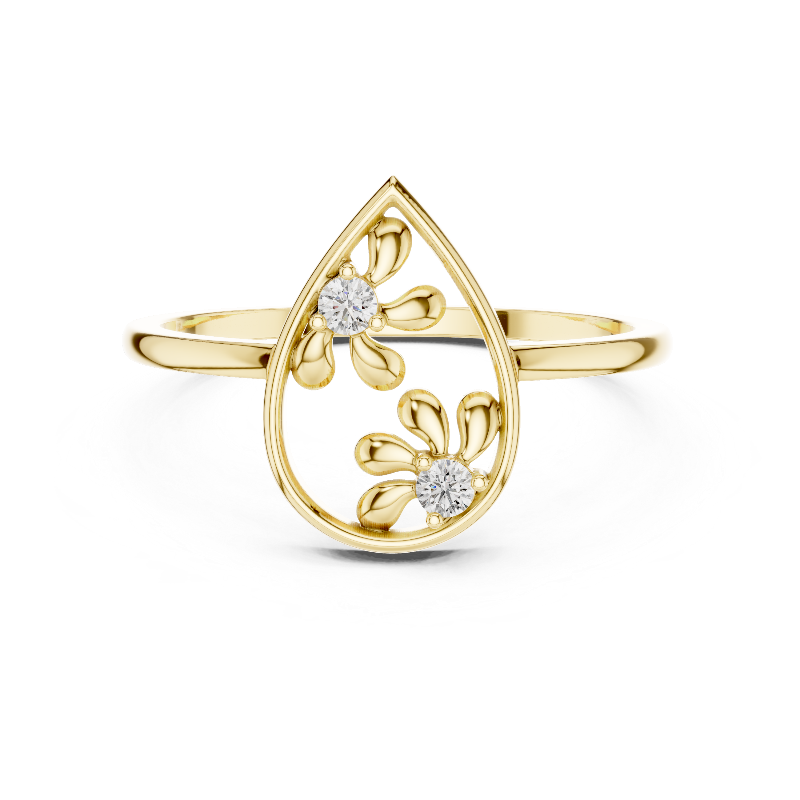 Lab Grown Diamond Teardrop Floral Ring