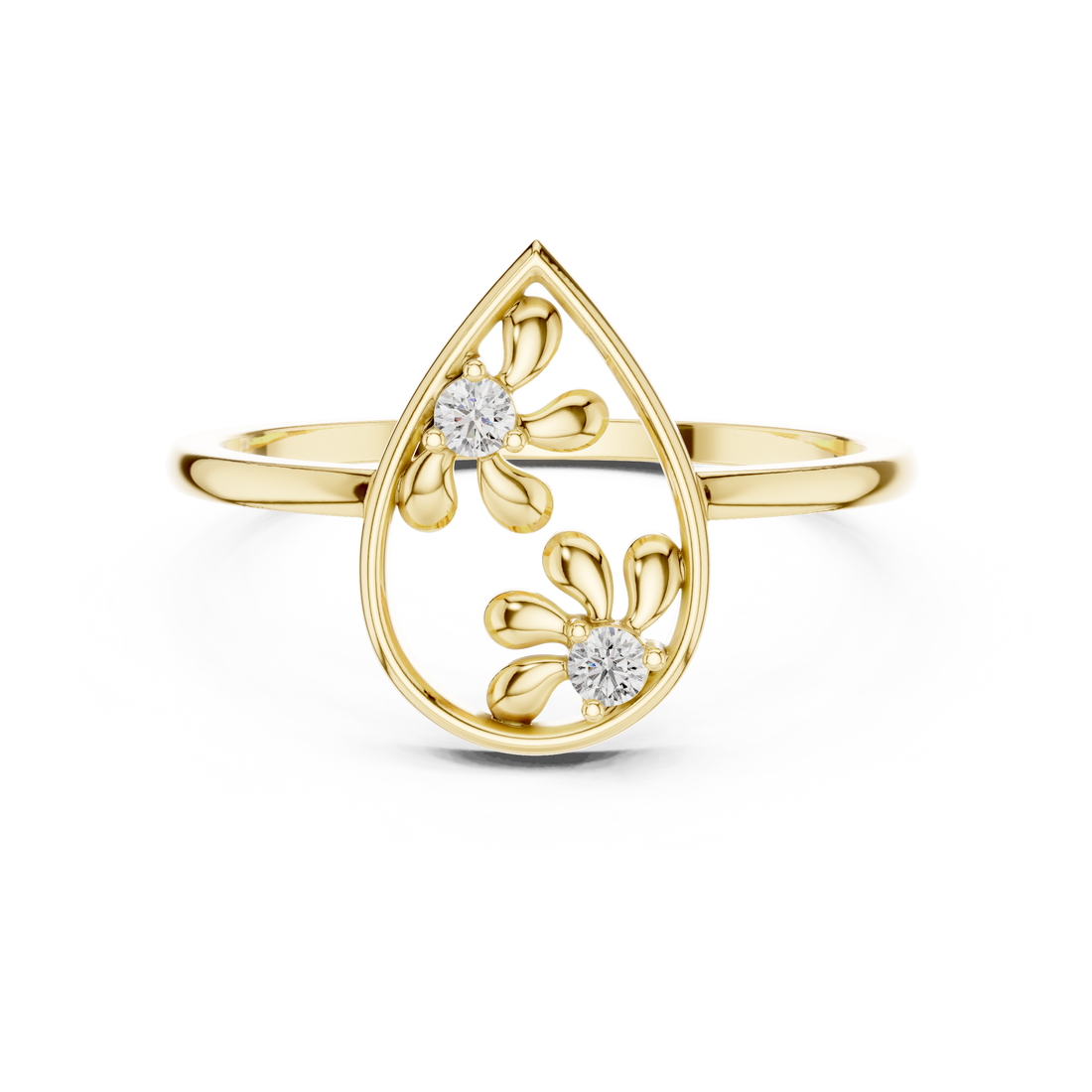 Lab Grown Diamond Teardrop Floral Ring