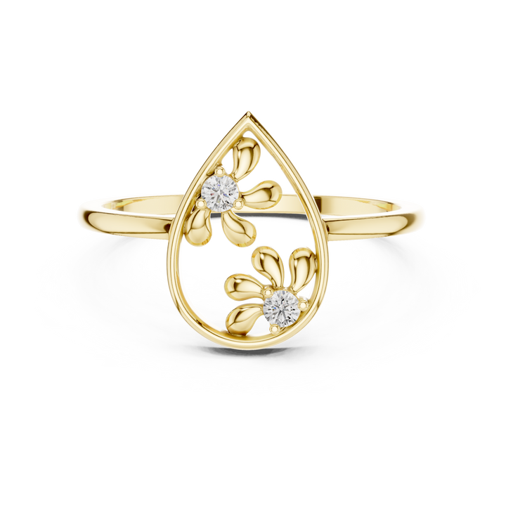Lab Grown Diamond Teardrop Floral Ring