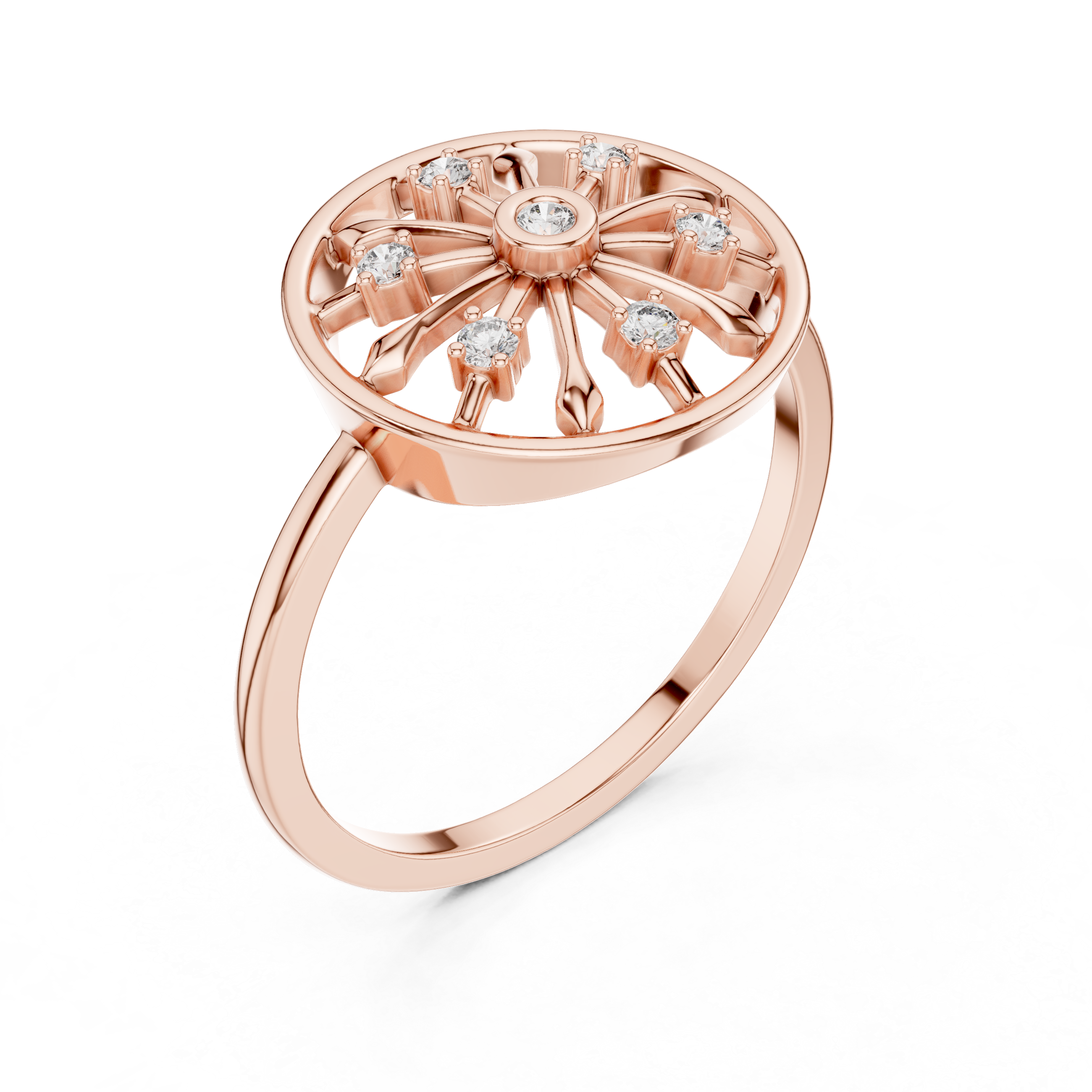 Round Brilliant Lab Grown Diamond Sunburst Wheel Cluster Ring