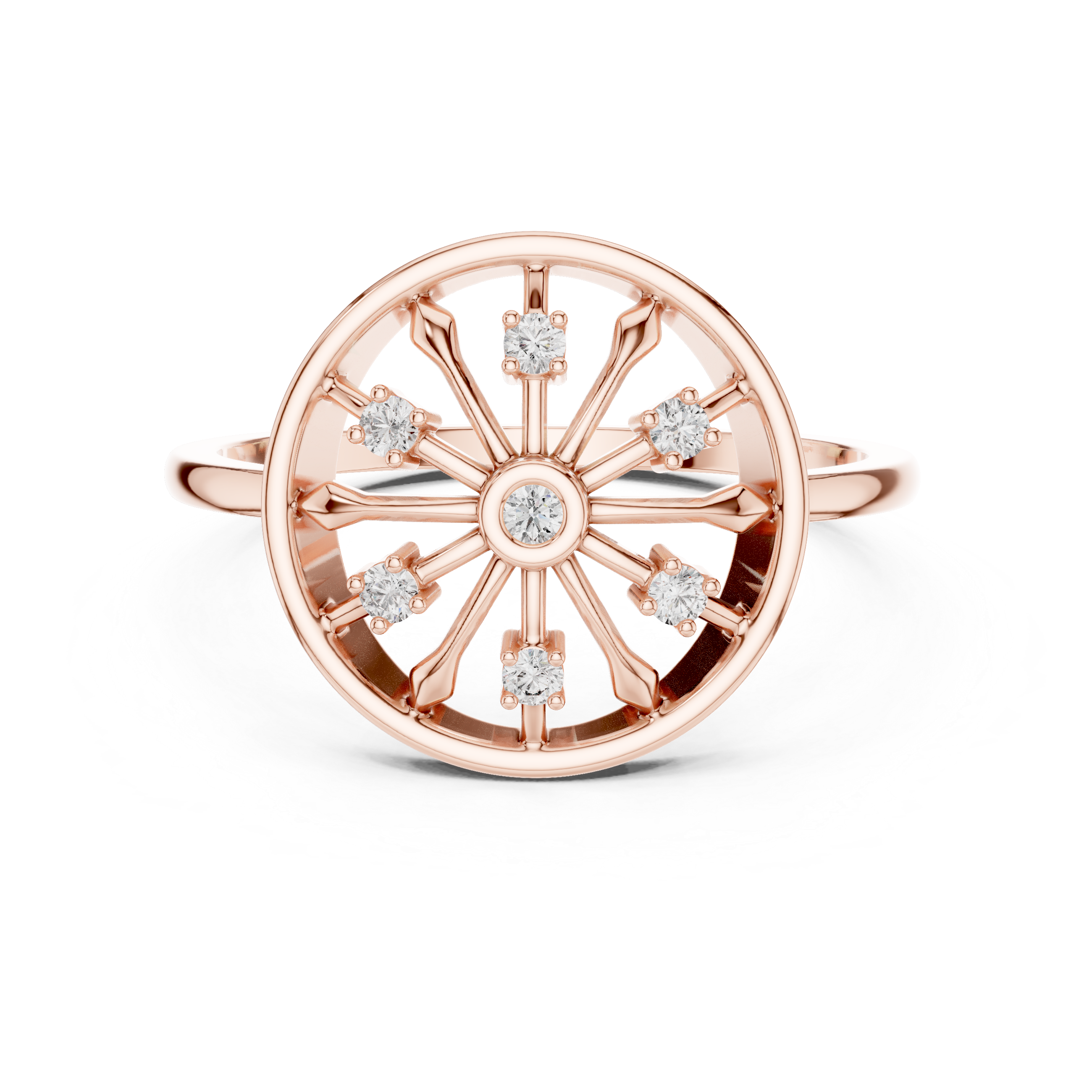 Round Brilliant Lab Grown Diamond Sunburst Wheel Cluster Ring